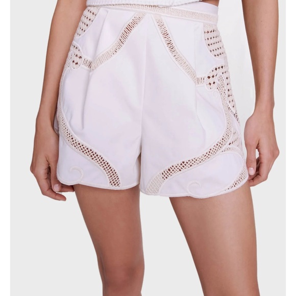 NWT 🐚 MAJE Crochet-knit White Women's Shorts - Picture 2 of 9